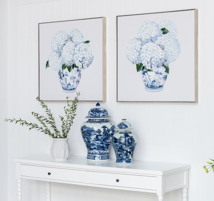 Hydrangea Bouquet 1 Medium Canvas In Antique Silver Frame