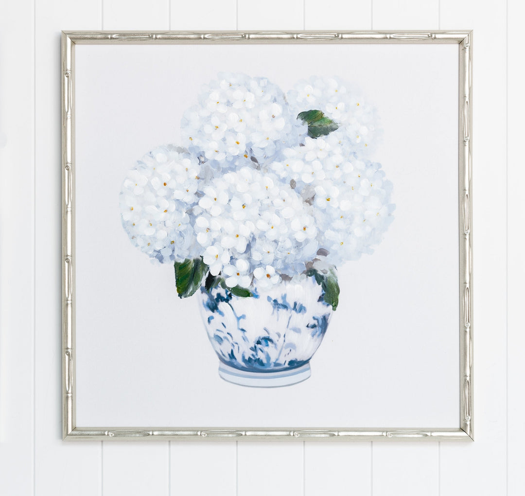 Hydrangea Bouquet 1 Small Canvas In Bamboo Champagne Frame