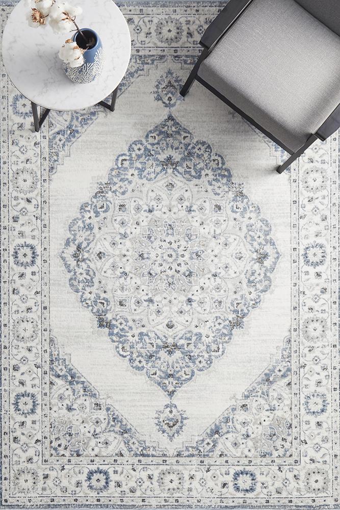 Manhattan Transitional Rug Blue