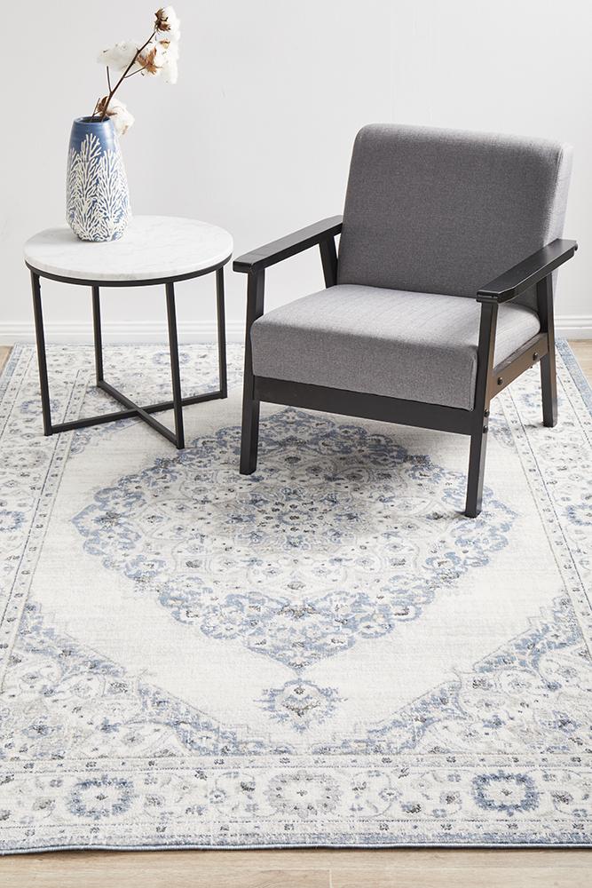 Manhattan Transitional Rug Blue