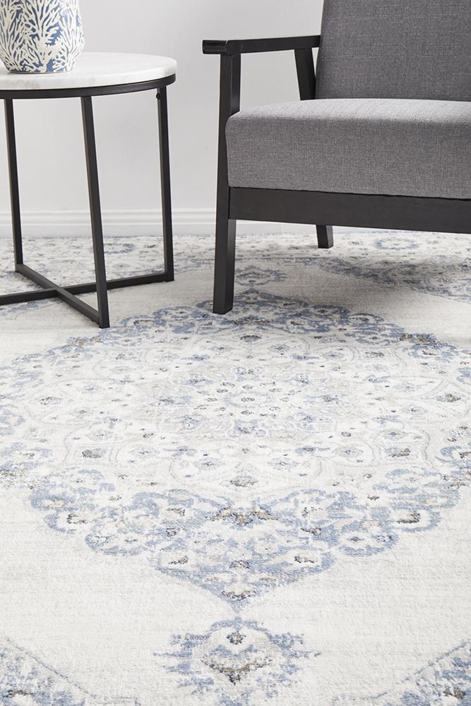 Manhattan Transitional Rug Blue