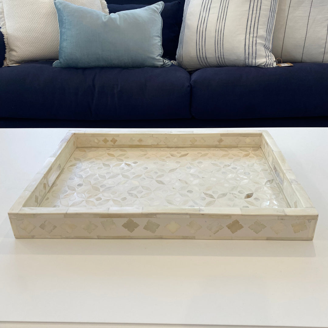 Petal Bone Inlay Rectangular Tray