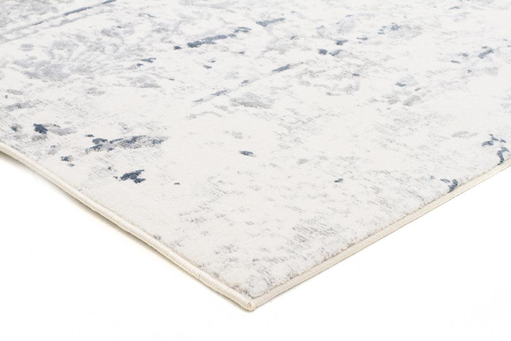 Farah Distressed Contemporary Rug White Blue Grey