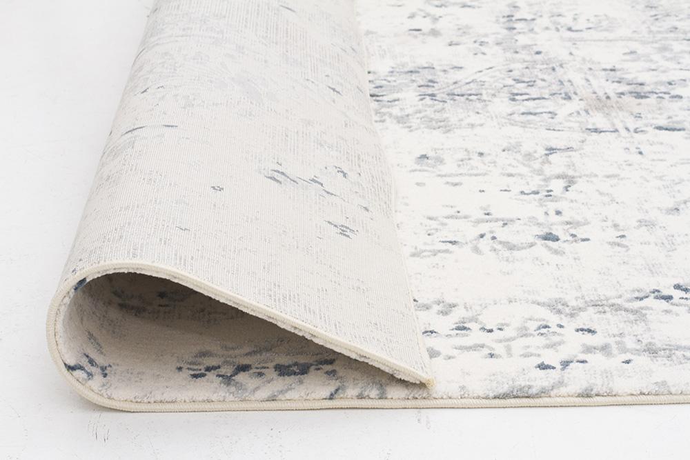 Farah Distressed Contemporary Rug White Blue Grey