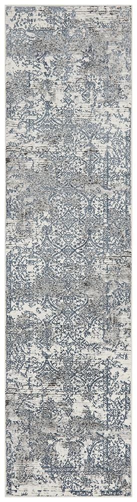 Yasmin Distressed Transitional Rug White Blue Grey