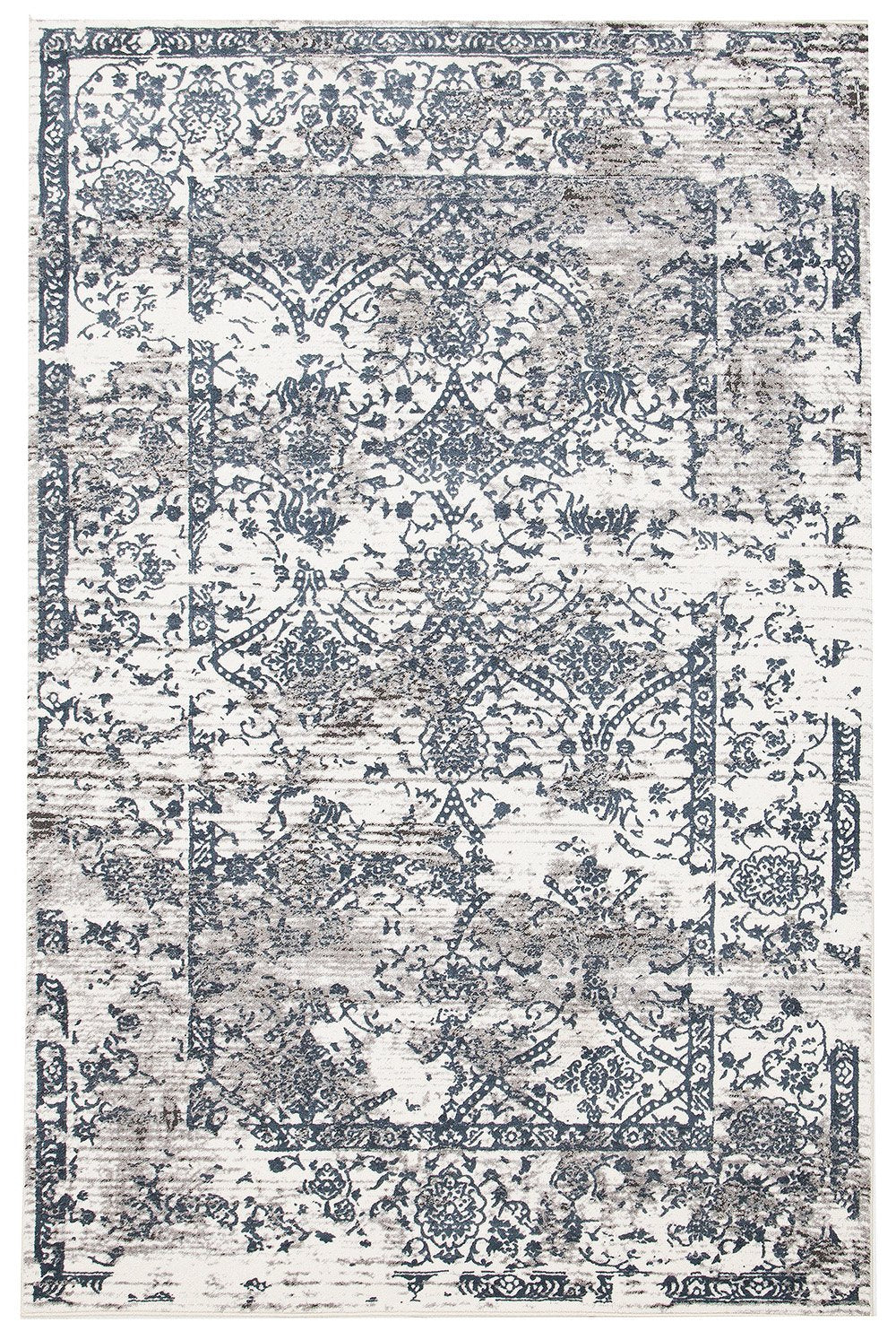 Yasmin Distressed Transitional Rug White Blue Grey