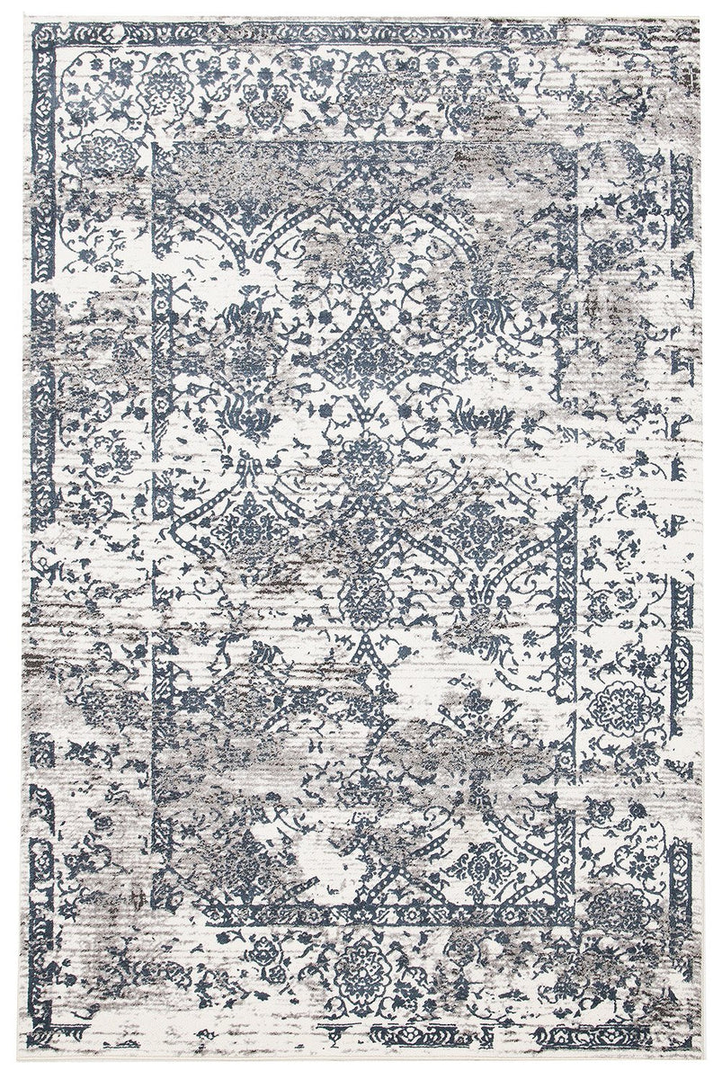 Buy Hamptons Yasmin Distressed Transitional Rug White Blue Grey