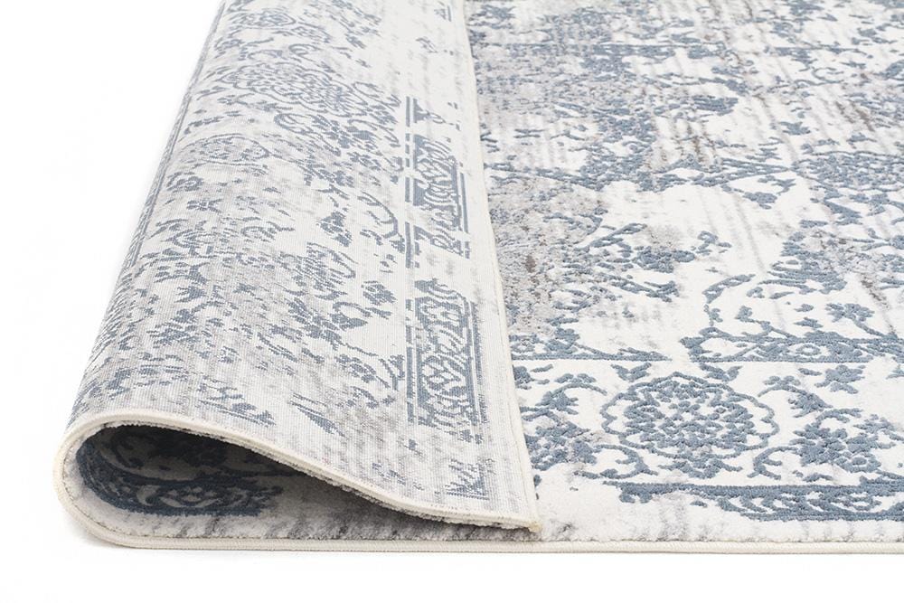 Yasmin Distressed Transitional Rug White Blue Grey