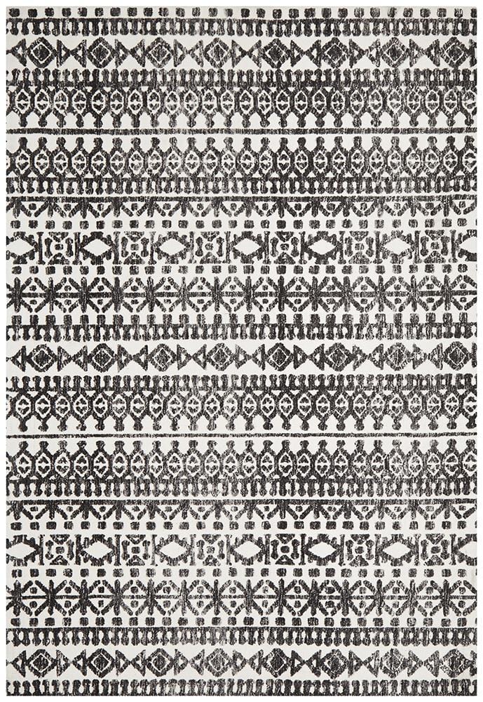 Yasmin Ivory Black Rug