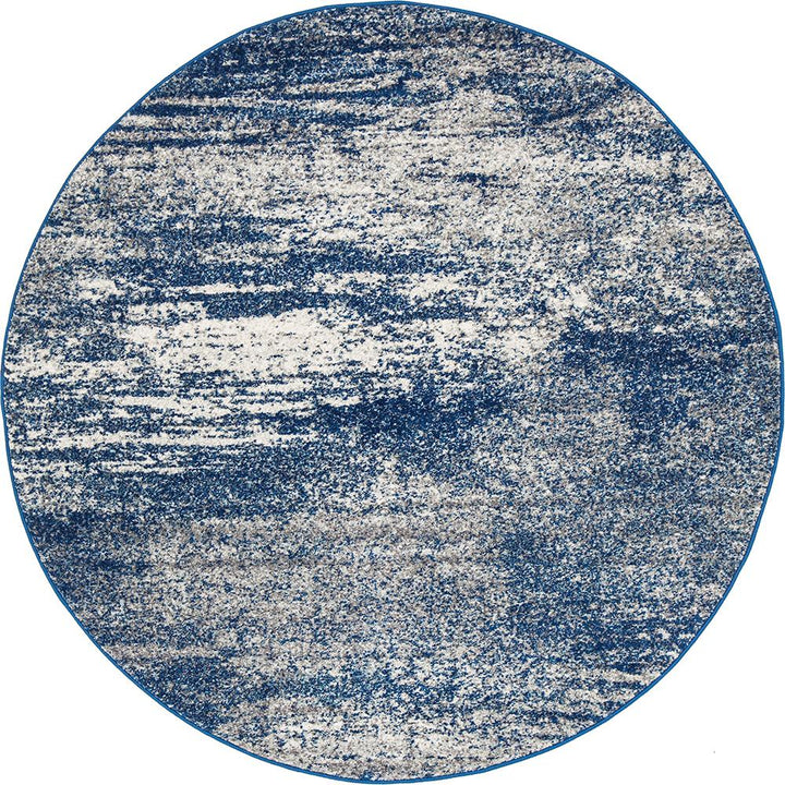 Casandra Dunescape Modern Blue Grey Round Rug