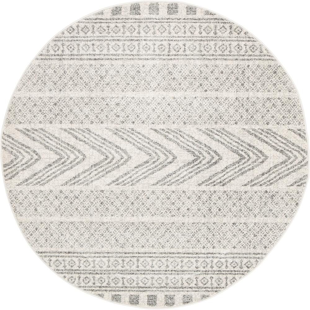 Adani Modern Tribal Design Grey Round Rug