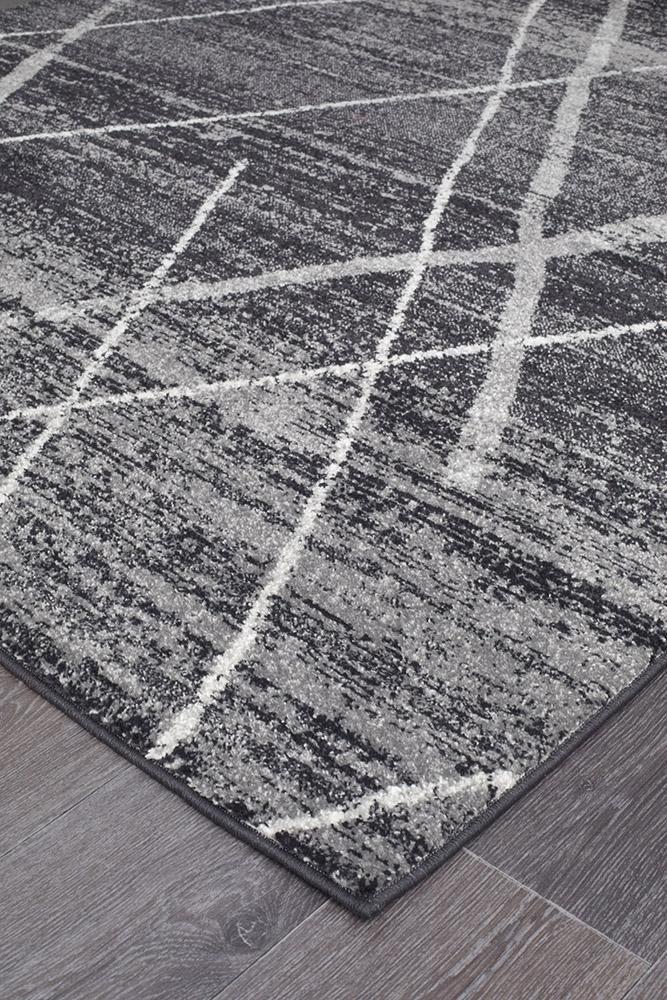 Oasis Noah Charcoal Contemporary Runner Rug