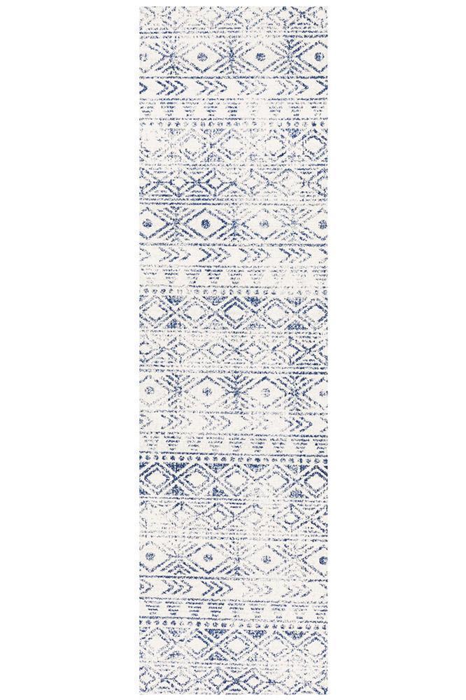 Oasis Ismail White Blue Rustic Rug