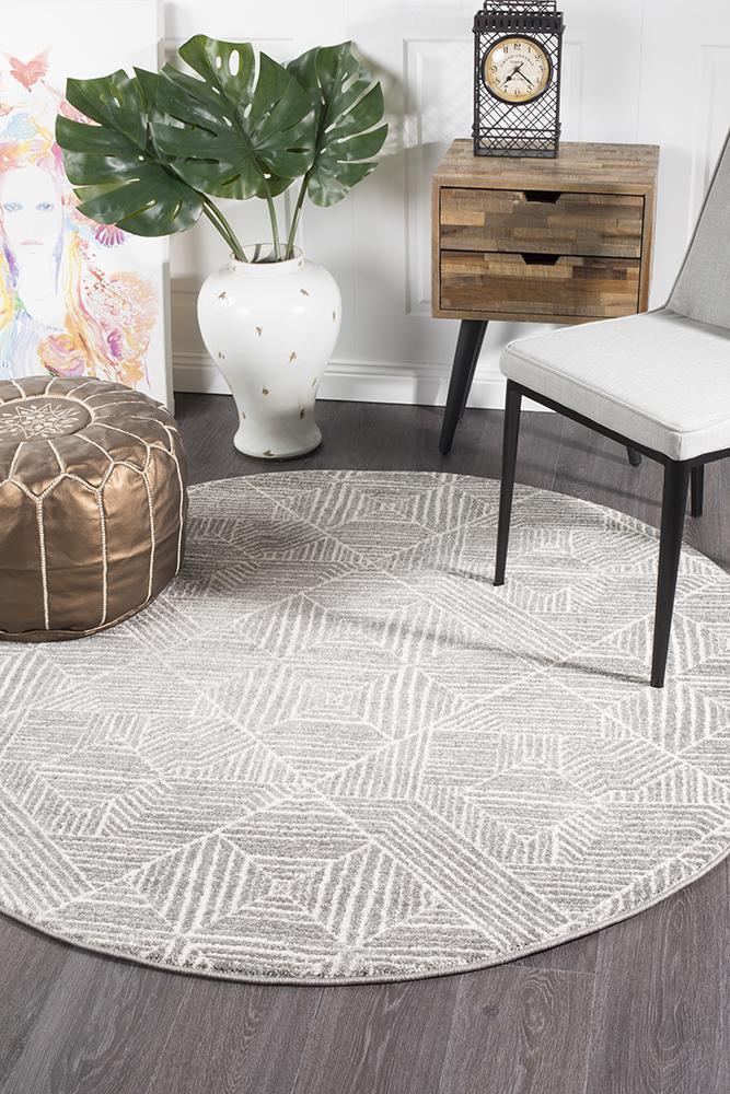 Oasis Kenza Contemporary Silver Round Rug