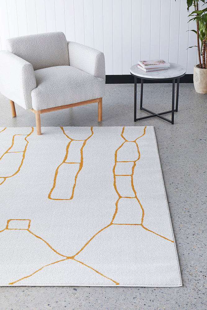 Amy White Gold Rug