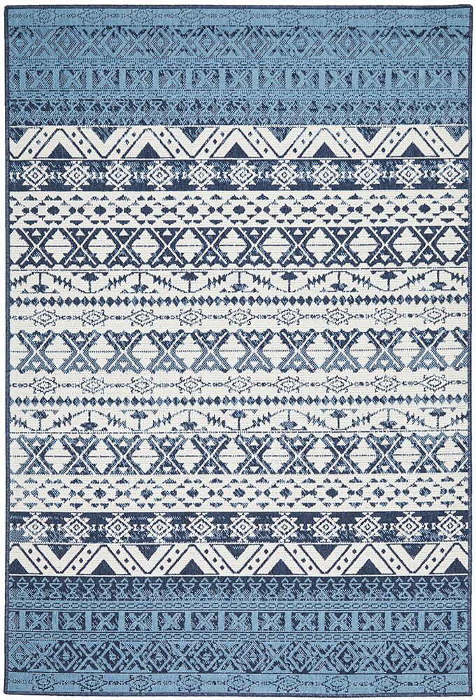 Seaside Motif White Blue Rug