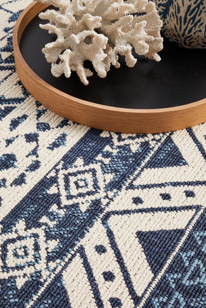 Seaside Motif White Blue Rug