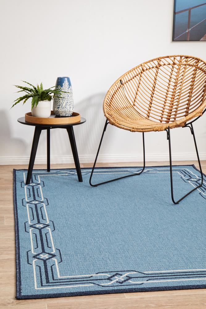 Seaside Border Blue Rug