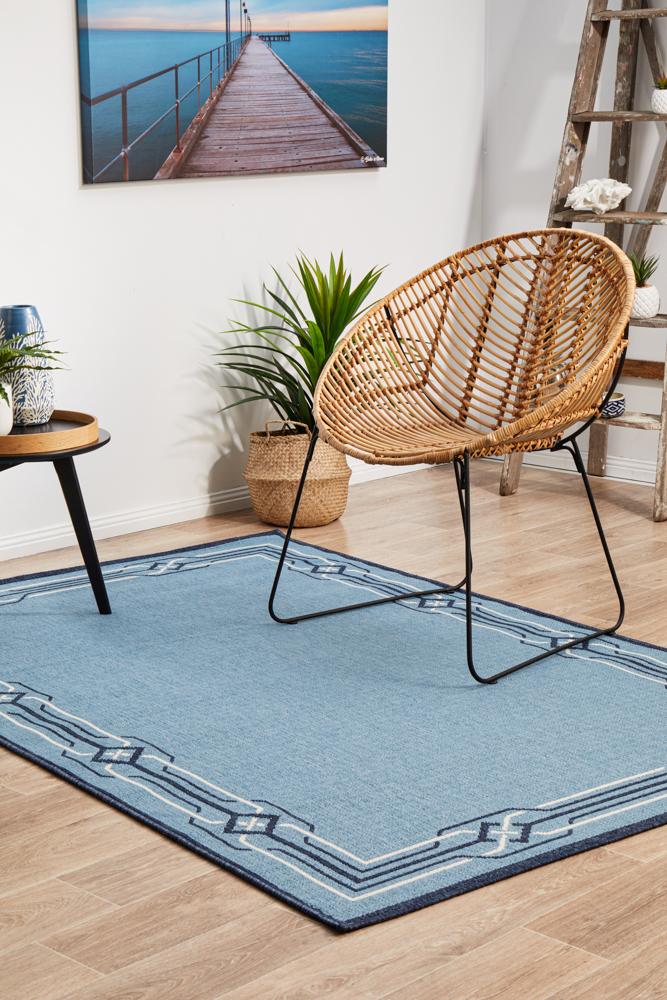 Seaside Border Blue Rug