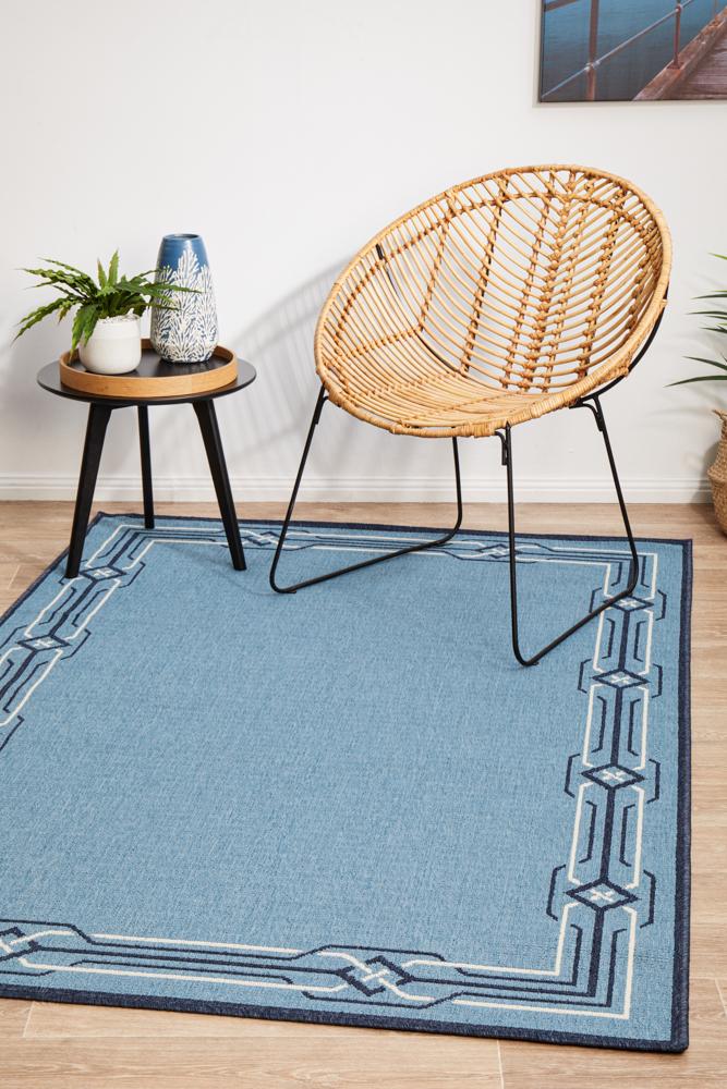 Seaside Border Blue Rug