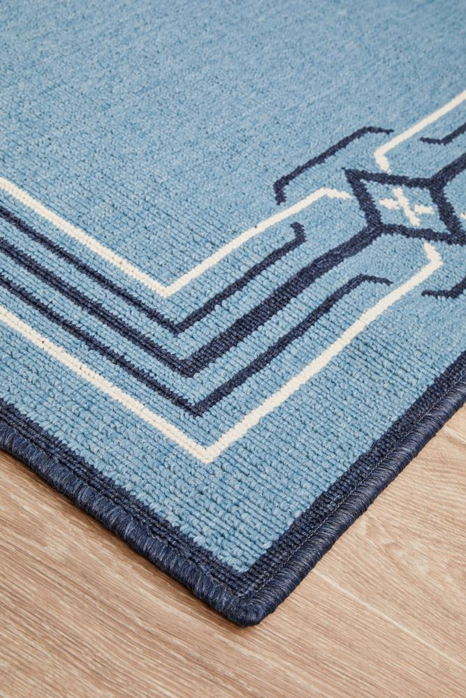 Seaside Border Blue Rug