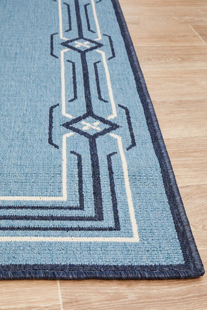 Seaside Border Blue Rug