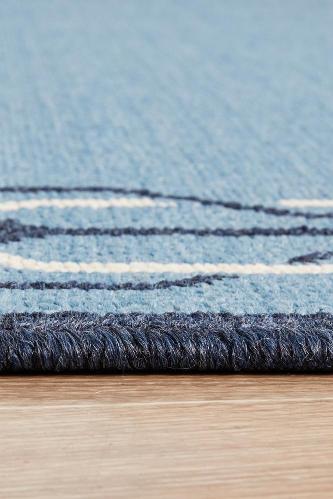 Seaside Border Blue Rug