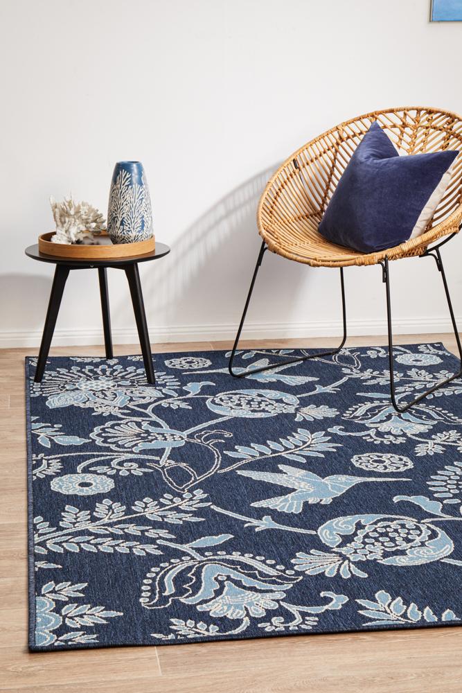 Hummingbird Navy Rug