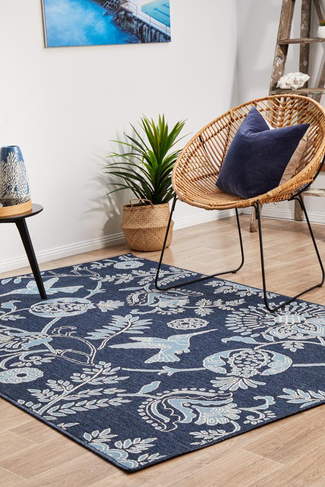 Hummingbird Navy Rug