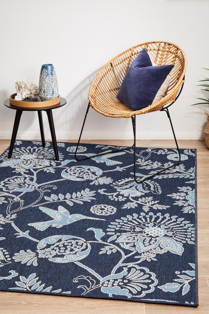 Hummingbird Navy Rug