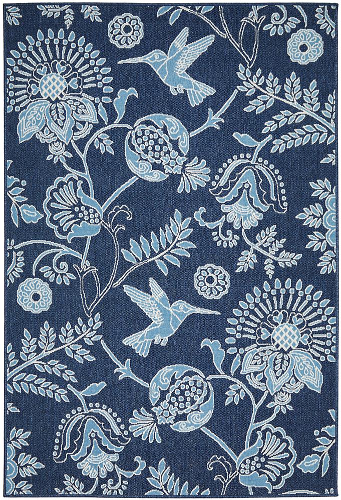 Hummingbird Navy Rug