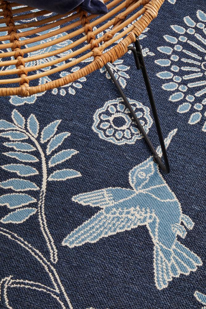 Hummingbird Navy Rug