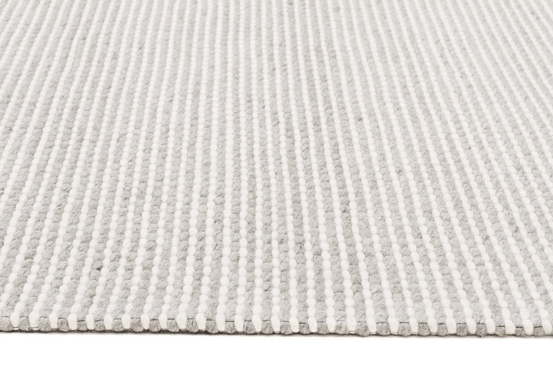 Oskar Felted Wool Striped Rug Grey White