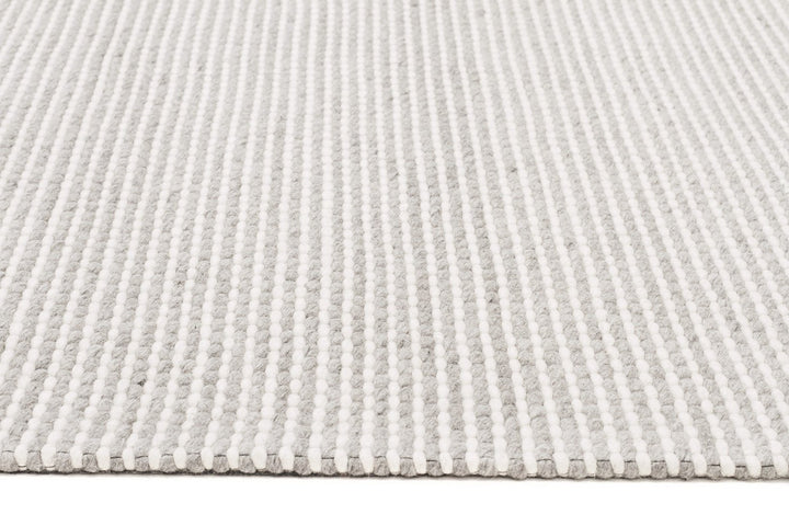 Oskar Felted Wool Striped Rug Grey White