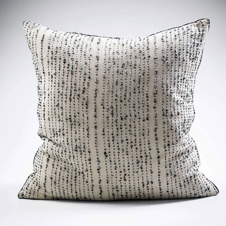 Strutta Luxe Linen Cushion - Natural/black - 60x60cm