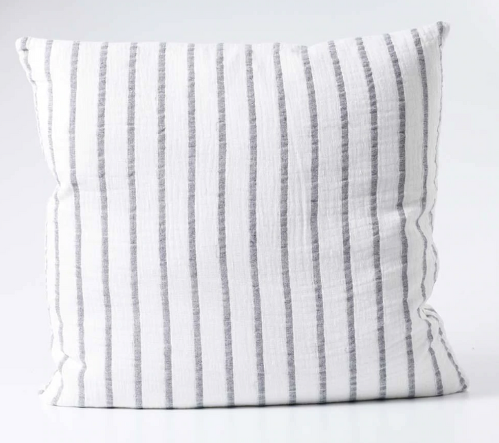 Sea Spray Luxe Cushion - White W Navy Stripe