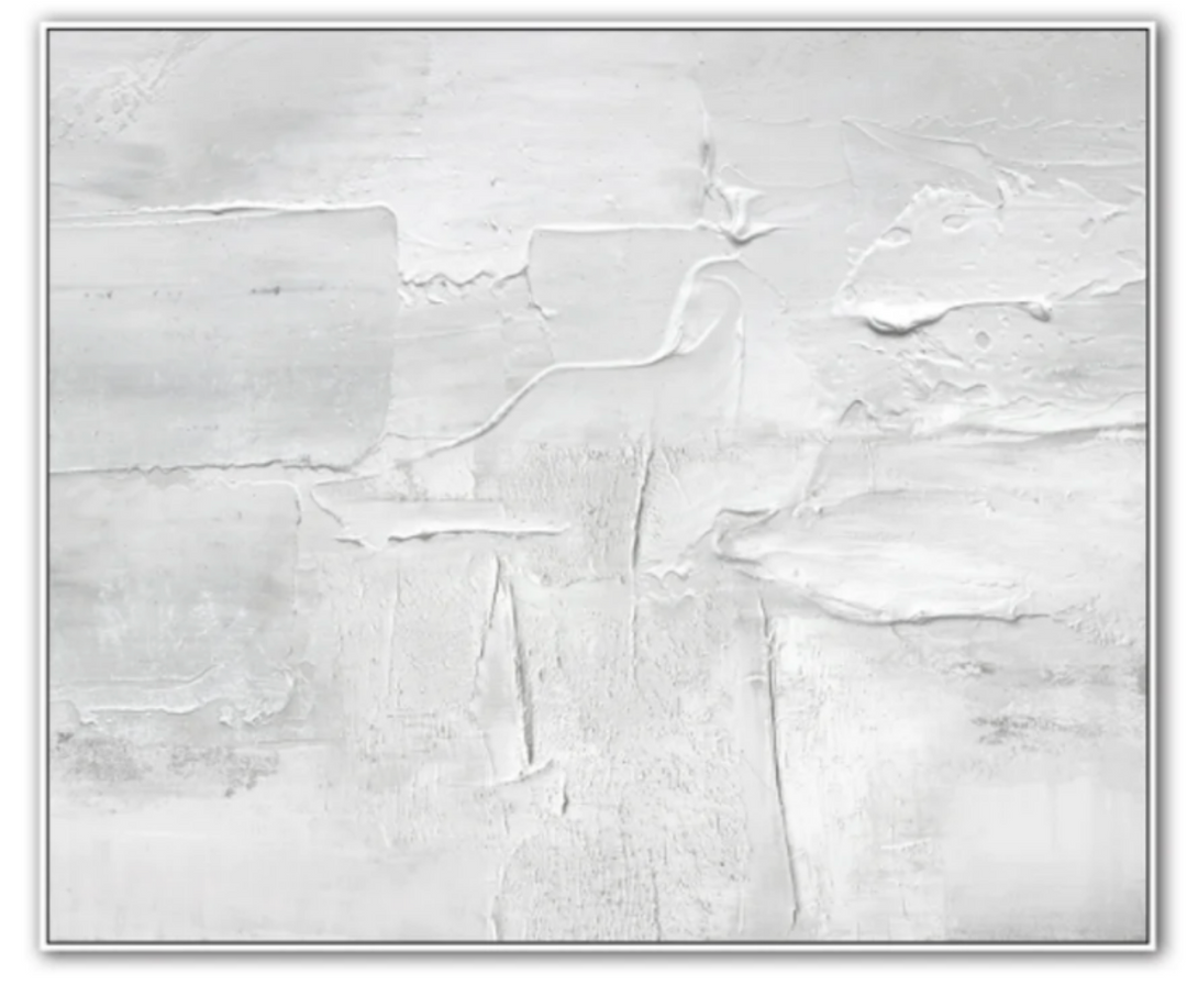 Abstract White Landscape Canvas In Timber Frame