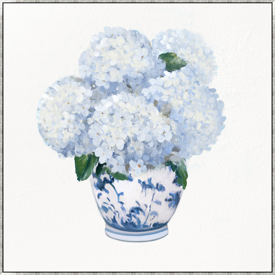 Hydrangea Bouquet 1 Medium Canvas In Antique Silver Frame