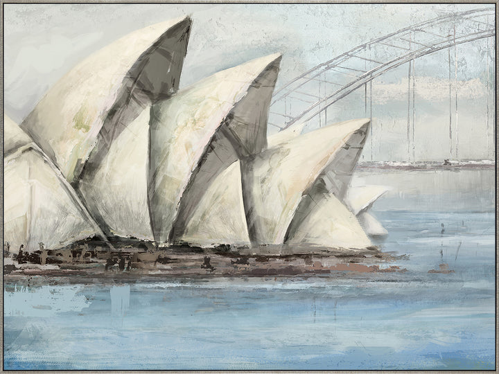 Sydney Harbour Canvas In Antique Silver Frame