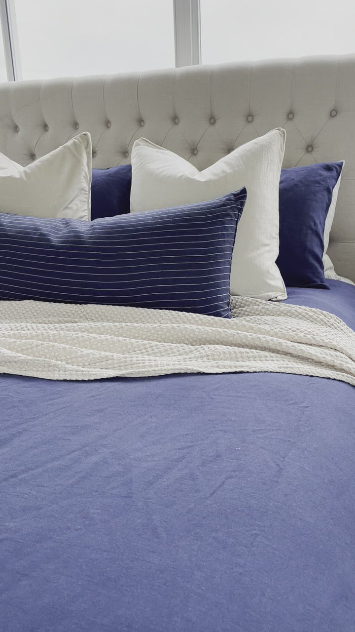 Threads Linen/cotton Quilt Cover Set - Navy