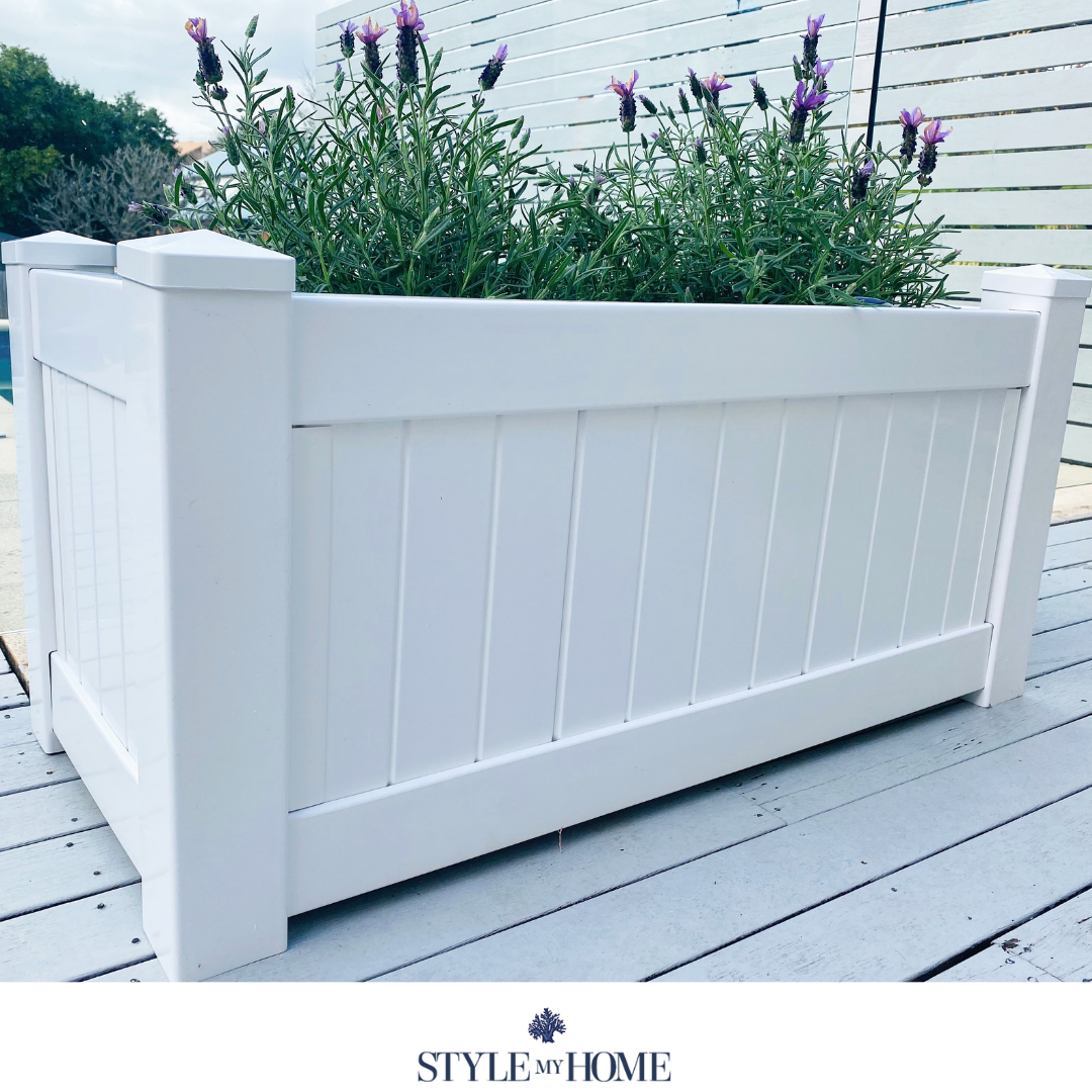 Hamptons Outdoor Rectangular Pvc Planter Box - White