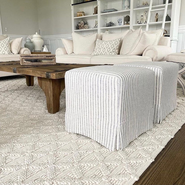 Coastal Hamptons cube ottoman