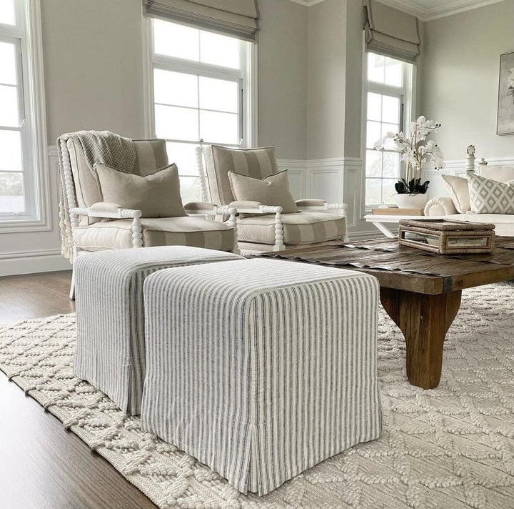 Coastal Hamptons cube ottoman