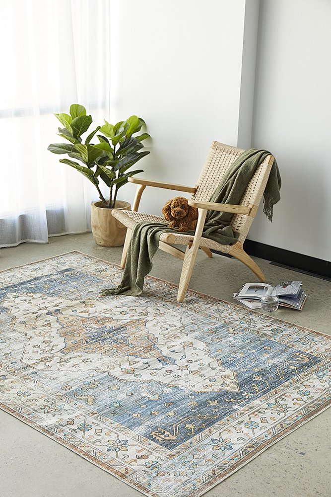 Kindred Blue Machine Washable Rug