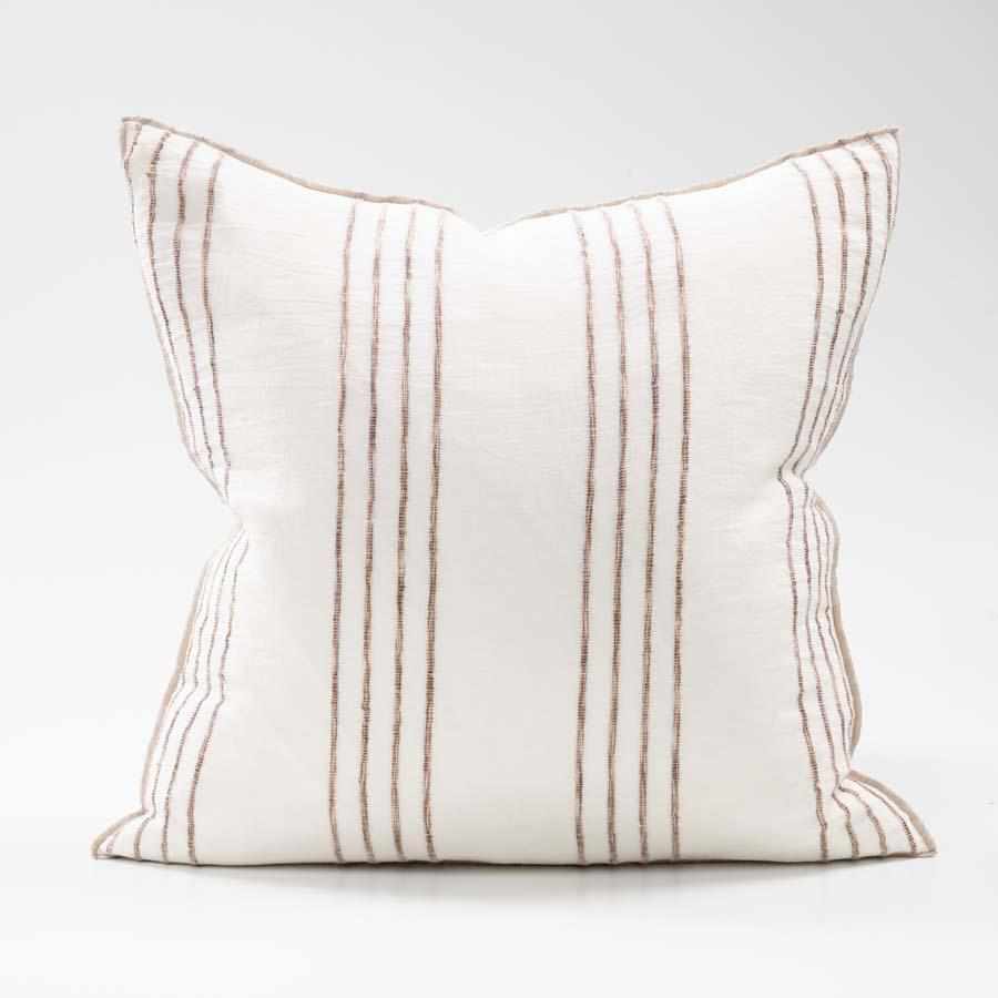 Rock Pool Linen Cushion - Natural Stripe