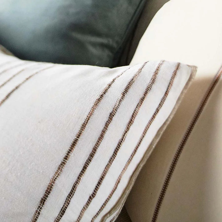 Rock Pool Linen Cushion - Natural Stripe