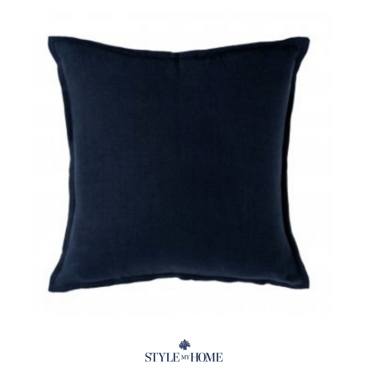 Naples Linen Cushion - 50cm Navy